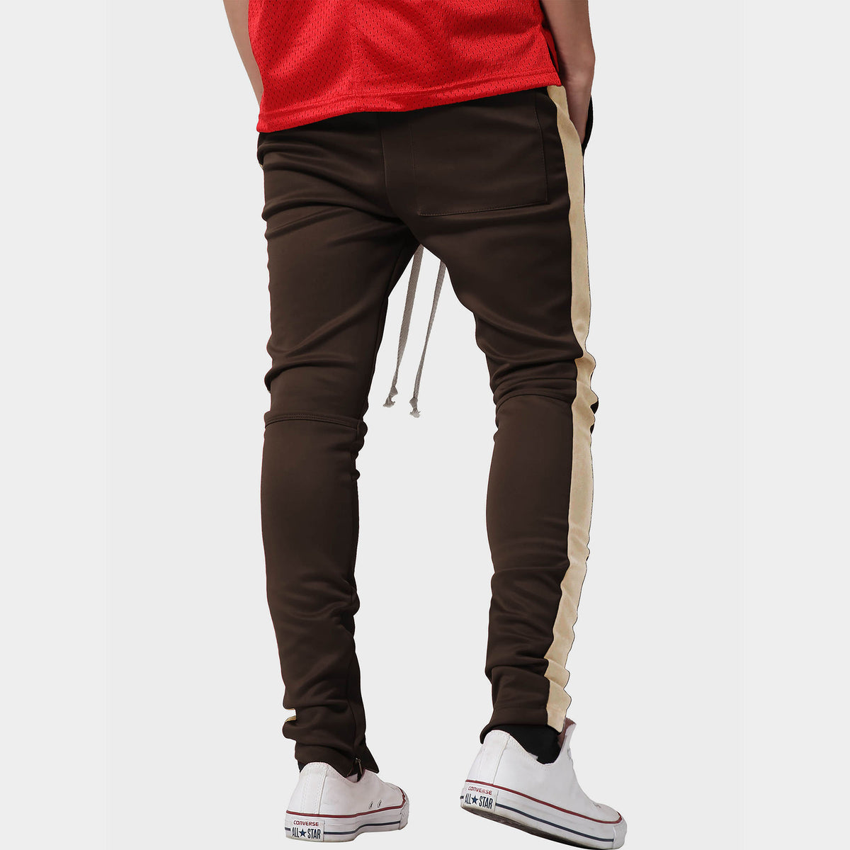 Men’s Two Tone Joggers in jogger_striped joggers_striped sweatpants_velvet joggers mens_sweatpants_side stripe joggers mens_champion sweatpants_champion joggers_mens joggers_Brown/