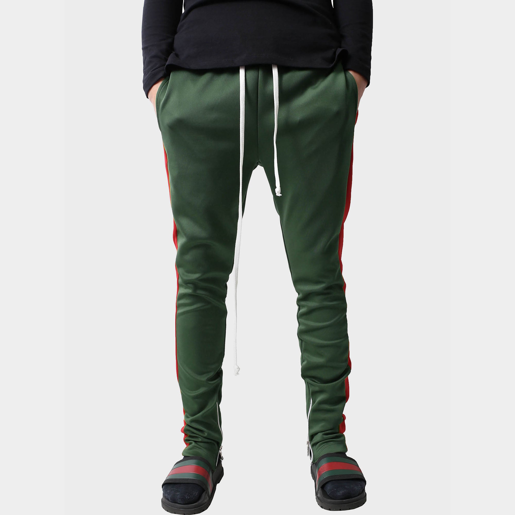 jogger_striped joggers_striped sweatpants_velvet joggers mens_sweatpants_side stripe joggers mens_champion sweatpants_champion joggers_mens joggers_Hunter Green/Red