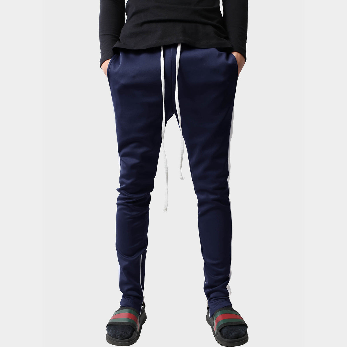 Men’s Two Tone Joggers in jogger_striped joggers_striped sweatpants_velvet joggers mens_sweatpants_side stripe joggers mens_champion sweatpants_champion joggers_mens joggers_Navy/W