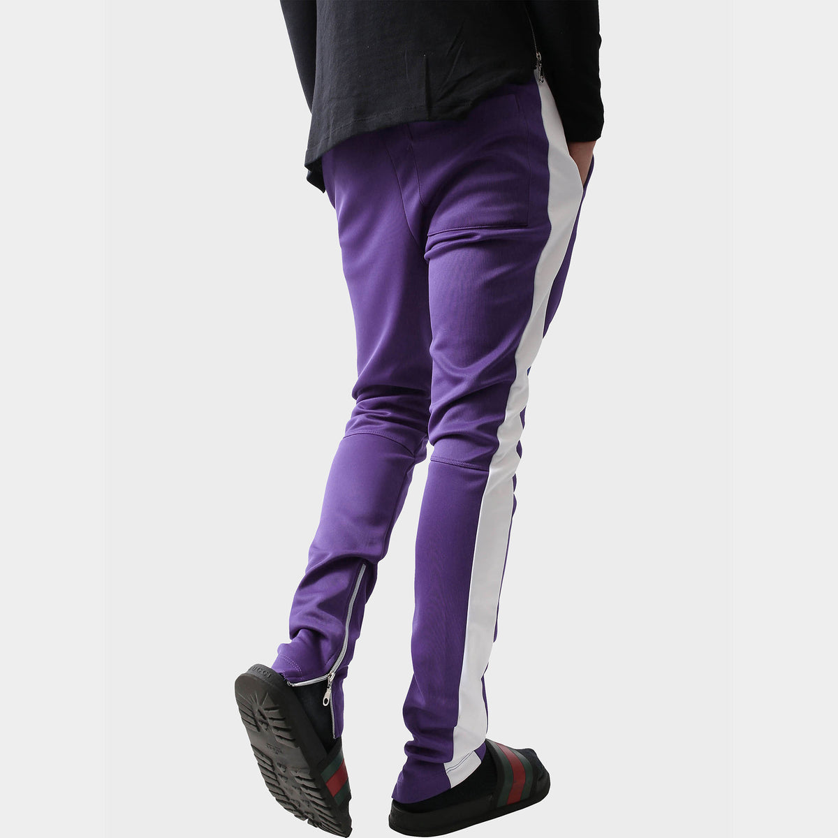 Men’s Two Tone Joggers in jogger_striped joggers_striped sweatpants_velvet joggers mens_sweatpants_side stripe joggers mens_champion sweatpants_champion joggers_mens joggers_Purple