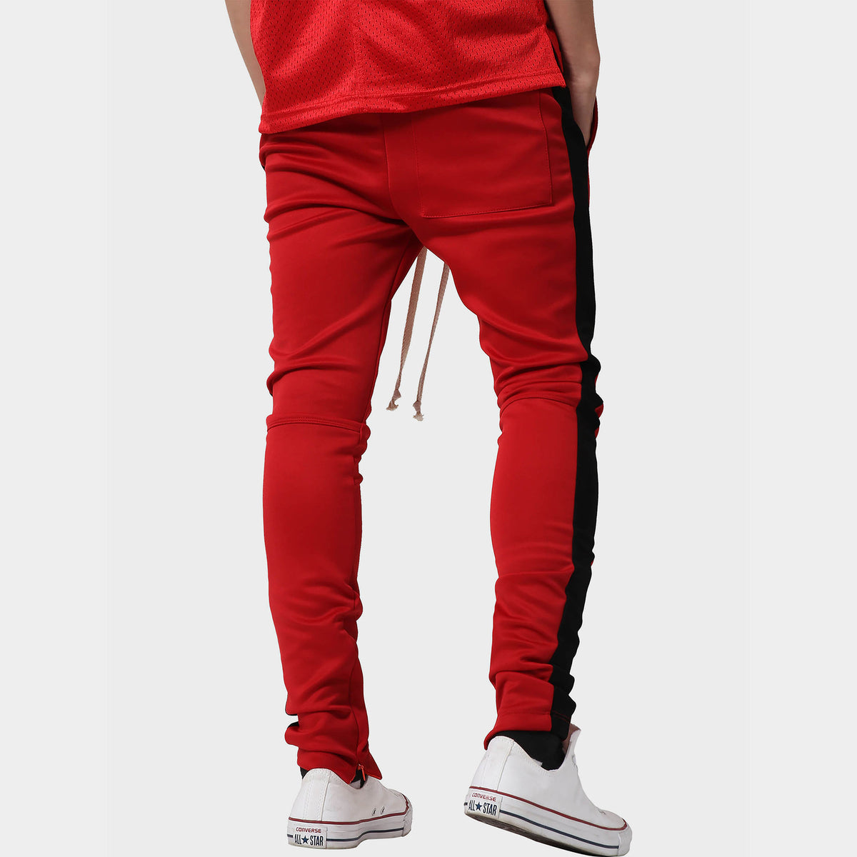 Men’s Two Tone Joggers in jogger_striped joggers_striped sweatpants_velvet joggers mens_sweatpants_side stripe joggers mens_champion sweatpants_champion joggers_mens joggers_Red/Bl