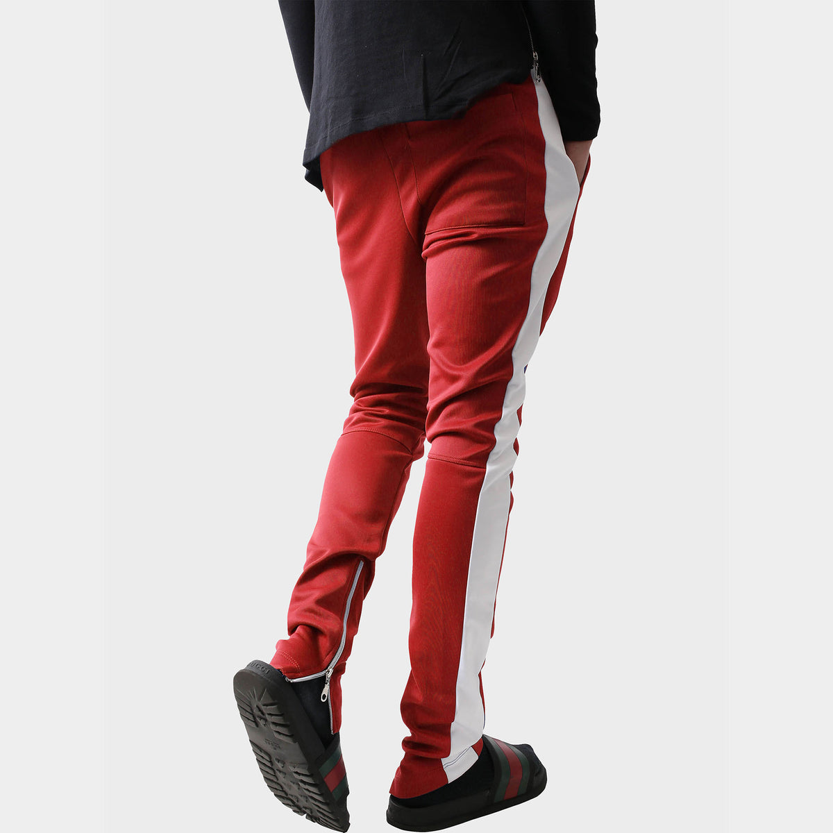 Men’s Two Tone Joggers in jogger_striped joggers_striped sweatpants_velvet joggers mens_sweatpants_side stripe joggers mens_champion sweatpants_champion joggers_mens joggers_Red/Wh