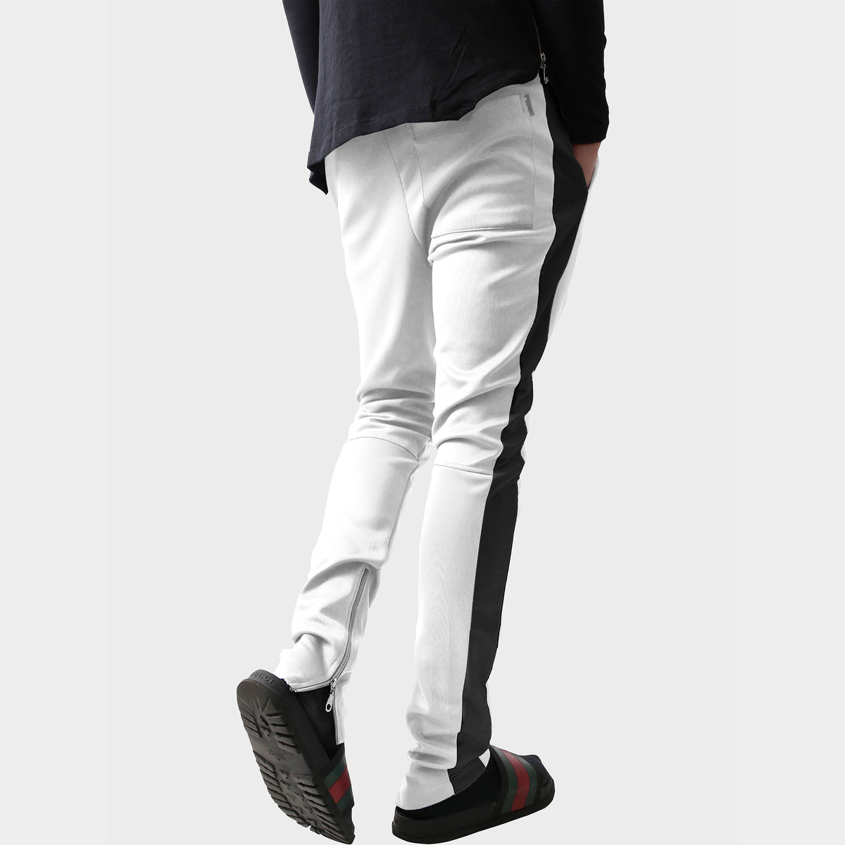 Men’s Two Tone Joggers in jogger_striped joggers_striped sweatpants_velvet joggers mens_sweatpants_side stripe joggers mens_champion sweatpants_champion joggers_mens joggers_White/
