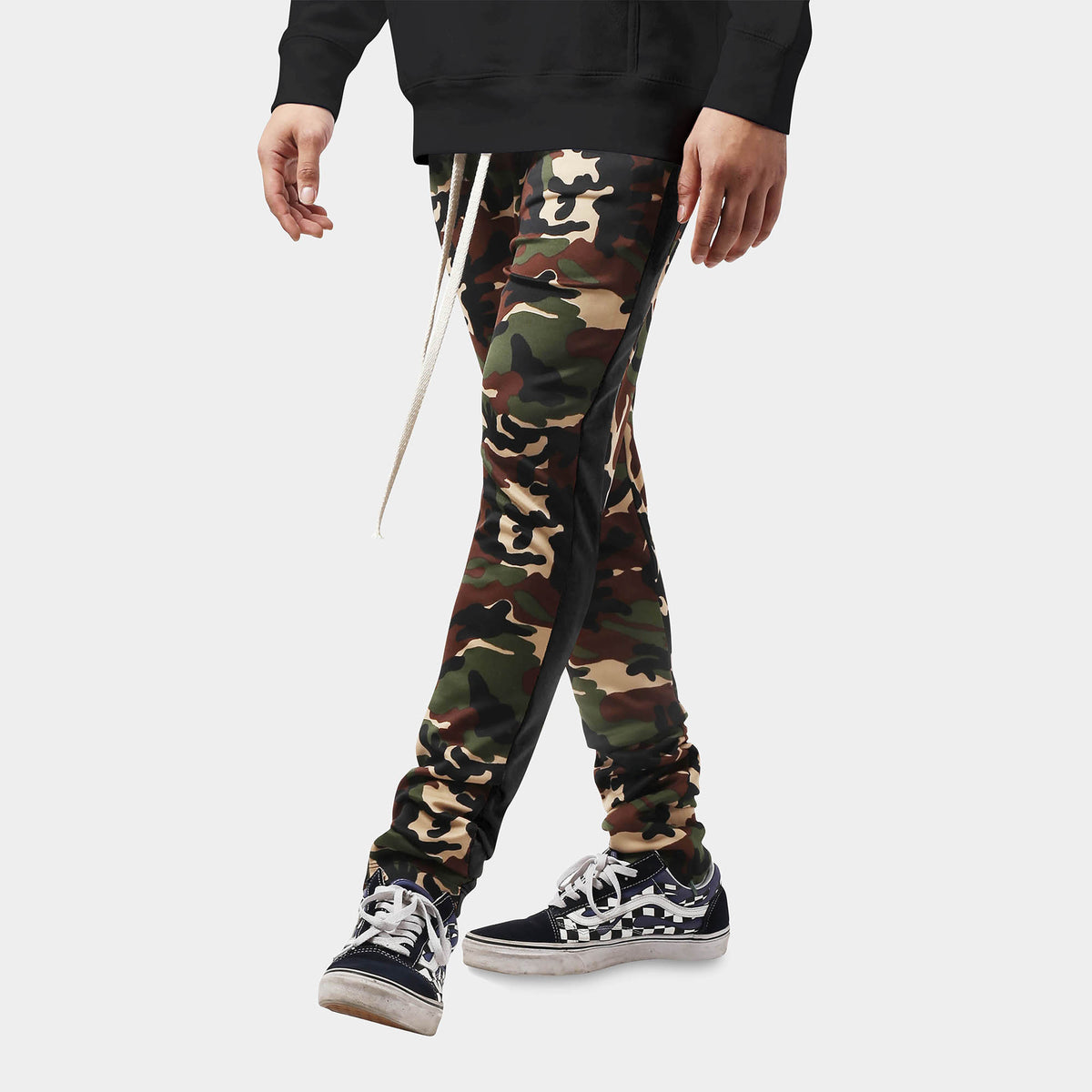 Men’s Camo Track Pants in camo track pants_camouflage track pants_camo track pants mens_army print track pant_mens camo track pants_track pants camo_Green Camo/Black - Hat and Beyo