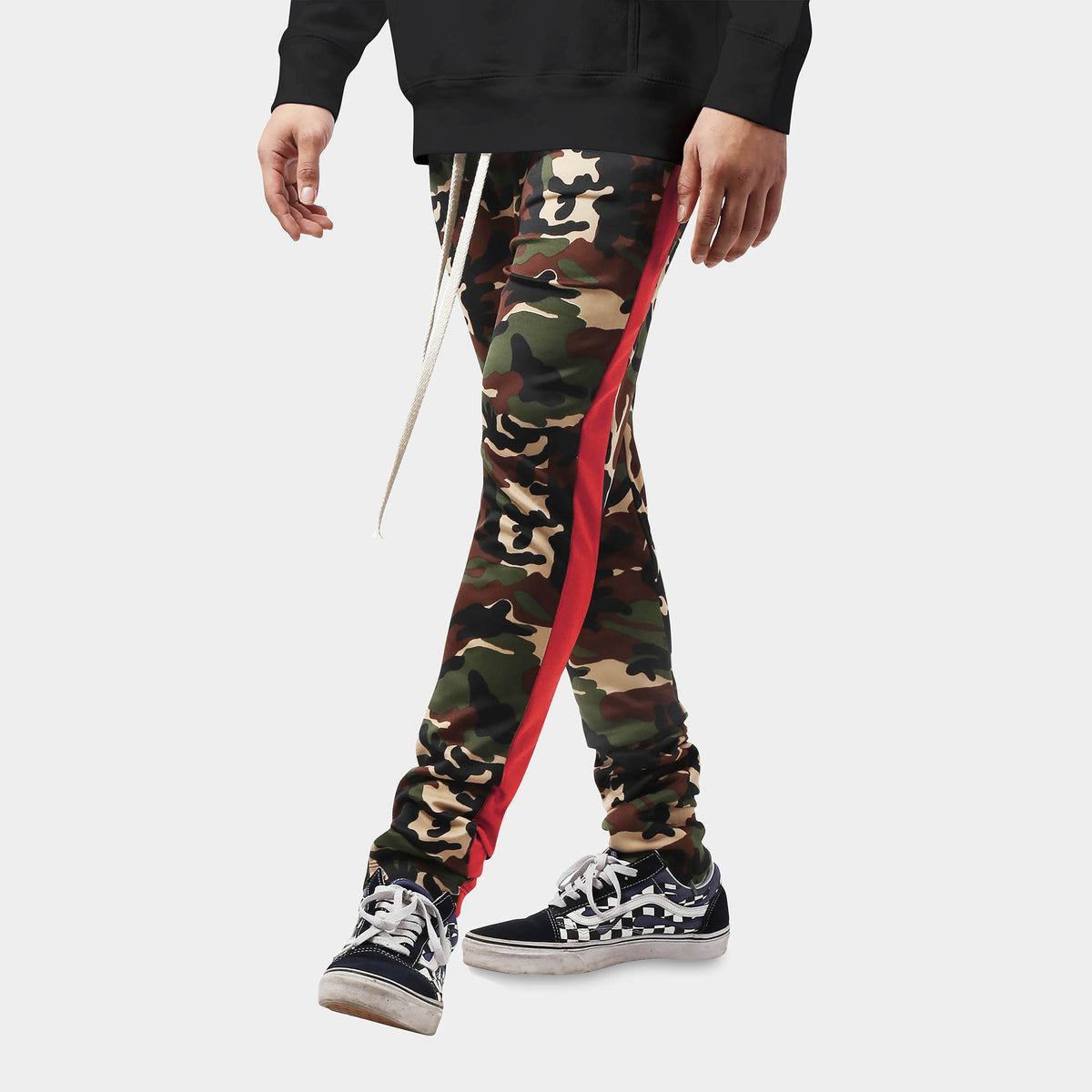 Men’s Camo Track Pants in camo track pants_camouflage track pants_camo track pants mens_army print track pant_mens camo track pants_track pants camo_Green Camo/Red - Hat and Beyond