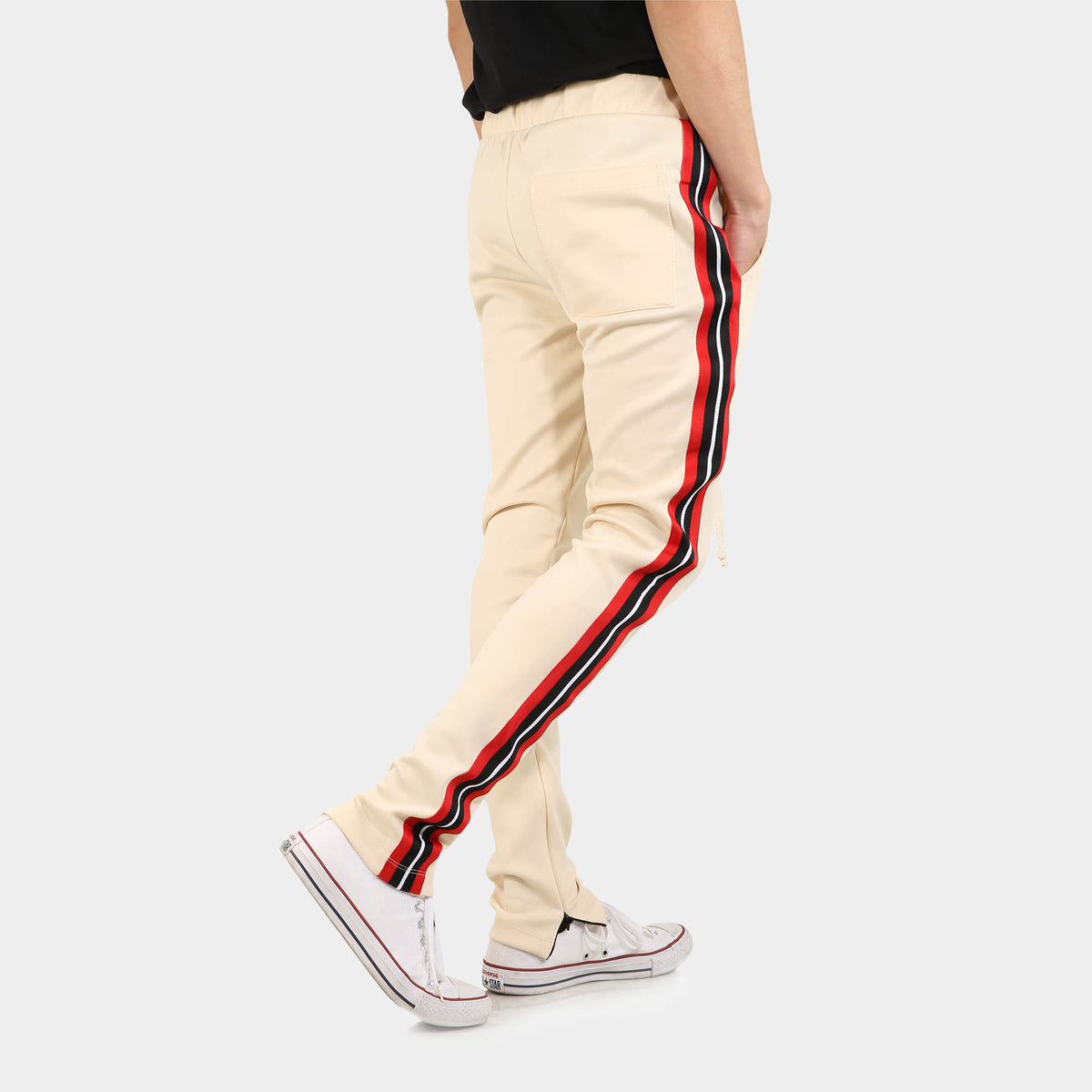 Men’s Taped Joggers in leather jogger_plain jogger_boys joggers_joggers mens_sport jogger_best sweatpants_track pants men_champion sweatpants_champion joggers_Beige - Hat and Beyon