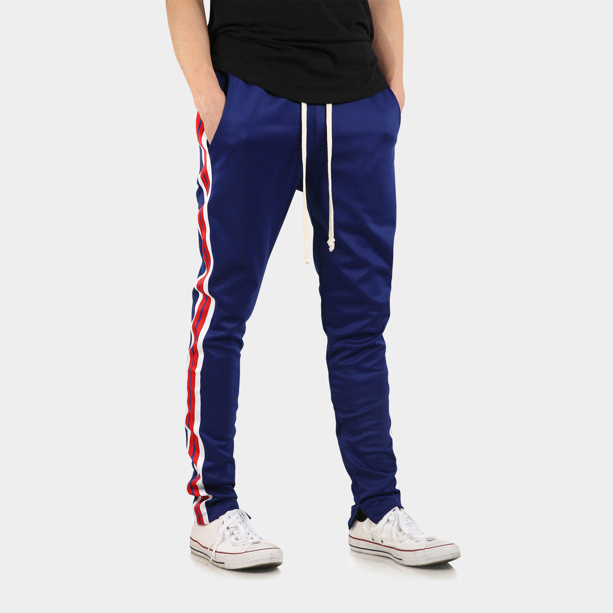 Men’s Taped Joggers in leather jogger_plain jogger_boys joggers_joggers mens_sport jogger_best sweatpants_track pants men_champion sweatpants_champion joggers_Blue - Hat and Beyond