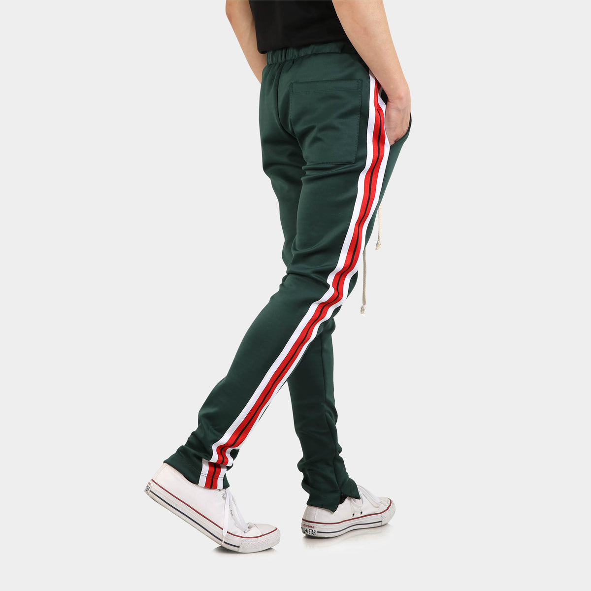 Men’s Taped Joggers in leather jogger_plain jogger_boys joggers_joggers mens_sport jogger_best sweatpants_track pants men_champion sweatpants_champion joggers_Green - Hat and Beyon