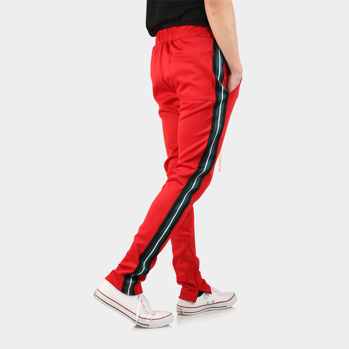 Men’s Taped Joggers in leather jogger_plain jogger_boys joggers_joggers mens_sport jogger_best sweatpants_track pants men_champion sweatpants_champion joggers_Red - Hat and Beyond 