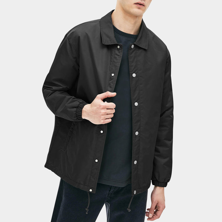 Men’s Coach Jacket in waterproof jacket_waterproofs_mens waterproof jacket_best rain jacket_lightweight waterproof jacket_water resistant jacket_Black - Hat and Beyond outerwear
