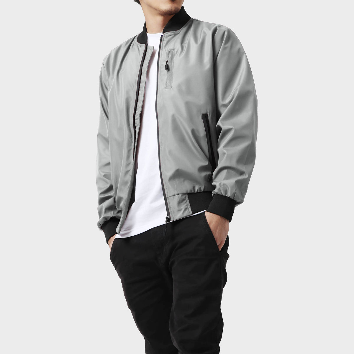 Men’s Waterproof Bomber Jacket in bomber jacket_mens bomber jacket_aviators jacket_aviator jacket mens_oversized bomber jacket_best bomber jackets_Gray - Hat and Beyond outerwear