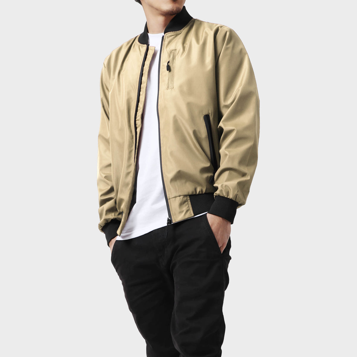 Men’s Waterproof Bomber Jacket in bomber jacket_mens bomber jacket_aviators jacket_aviator jacket mens_oversized bomber jacket_best bomber jackets_Tan - Hat and Beyond outerwear