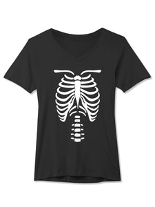 Womens Skeleton Body Halloween Graphic V-Neck T Shirt - T-Shirt & Tank Tops