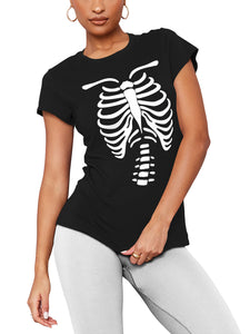 Womens Skeleton Body Halloween Graphic T Shirt - T-Shirt & Tank