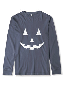 Mens Jack-O-Lantern Halloween Graphic Long Sleeve T Shirt - T