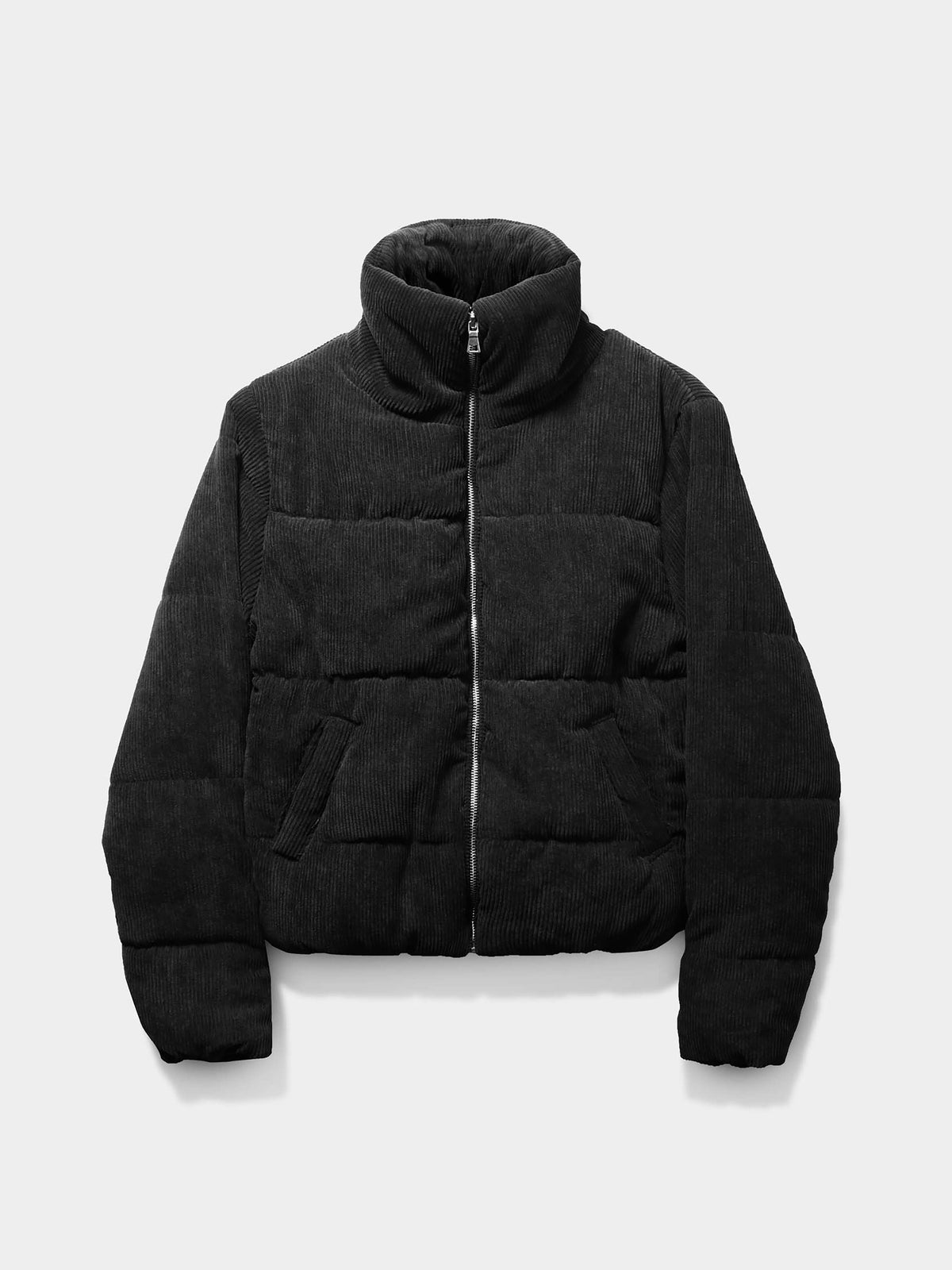 Women's Corduroy Puffer Jacket Black – Wholesale Blank Corduroy Puffer | Hat and Beyond