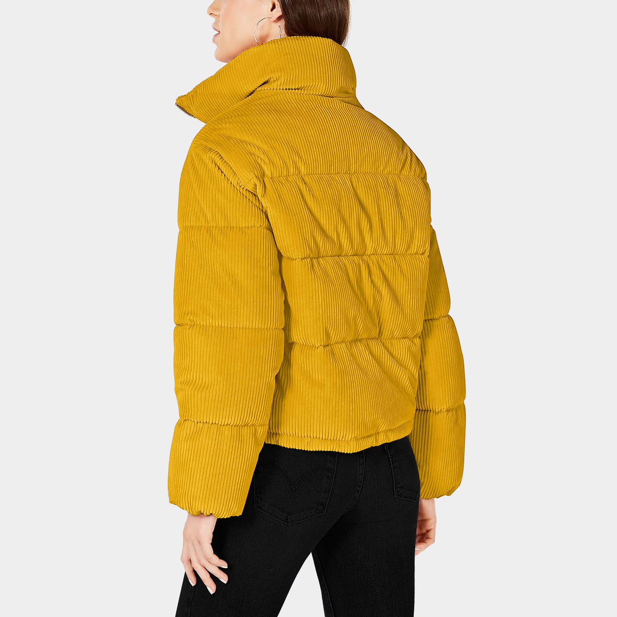 Women’s Corduroy Puffer Jacket in corduroy puffer jacket_cord puffer jacket_corduroy puffer_corduroy puffer coat_corduroy jacket puffer_cord jacket_oversized corduroy jacket_Dark M
