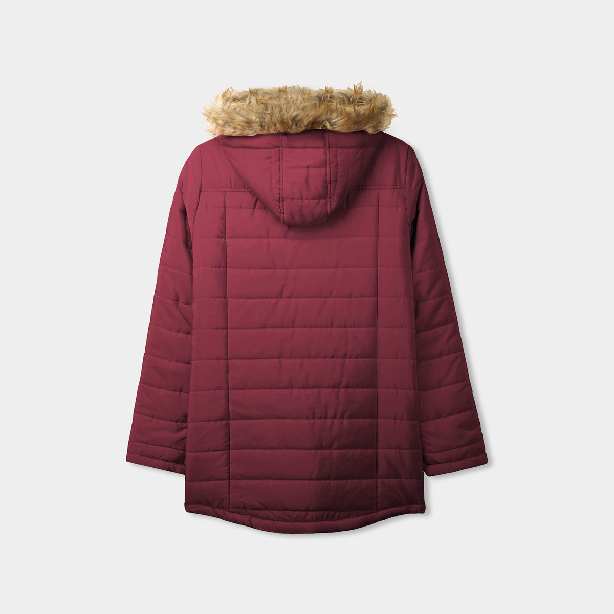 Women’s Hooded Puffer Jacket in puffer coat_bubble jacket_bubble coat_womens puffer coat_down coat_long puffer coat_puffer coat with fur hood_womens puffer coat with fur hood_Burgu