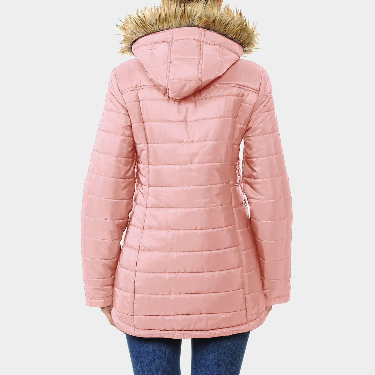 Women’s Hooded Puffer Jacket in puffer coat_bubble jacket_bubble coat_womens puffer coat_down coat_long puffer coat_puffer coat with fur hood_womens puffer coat with fur hood_Mauve