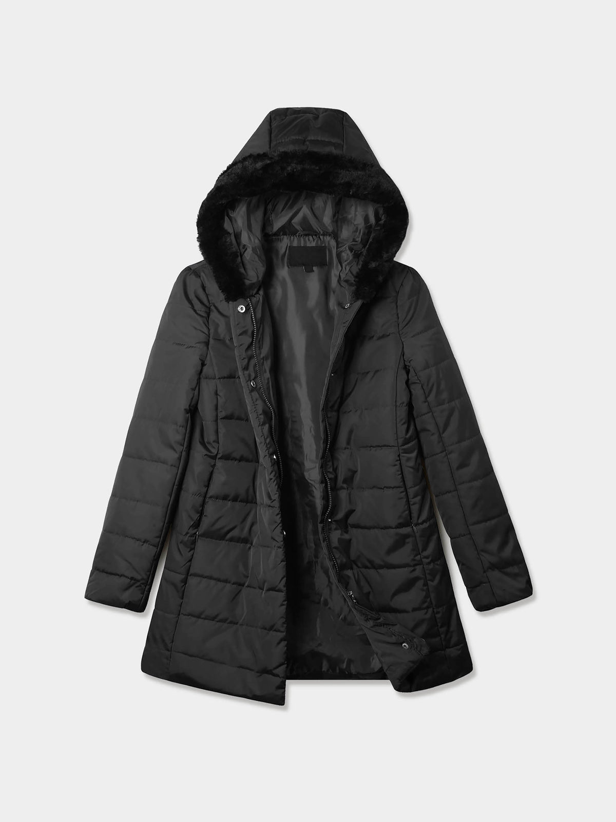 Women's Puffer Coat Black – Wholesale Blank Puffer Coat | Hat and Beyond