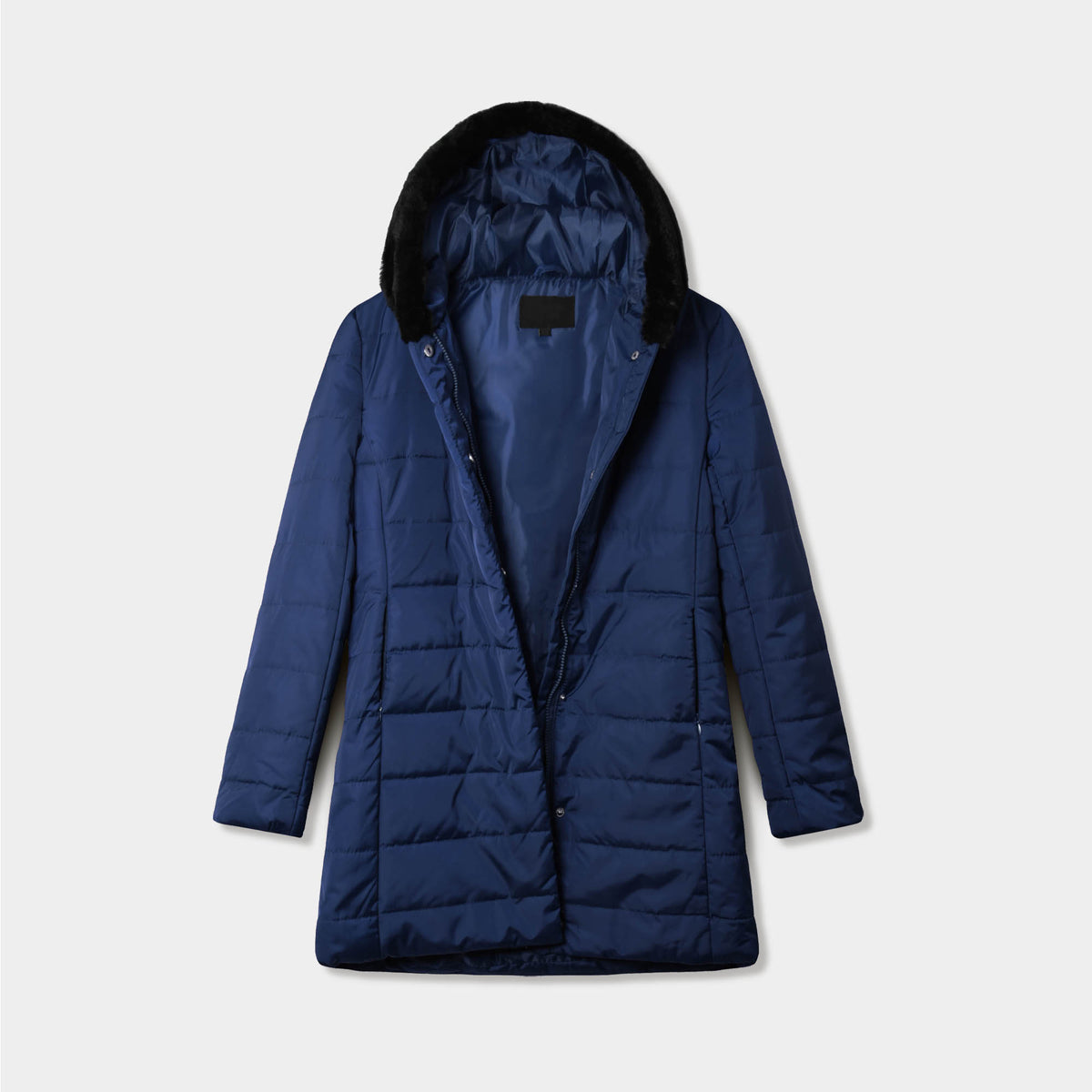 Women’s Puffer Coat in puffer coat_bubble jacket_bubble coat_womens puffer coat_down coat_long puffer coat_long down coat_down coat women_h&m puffer jacket_Navy - Hat and Beyond bl