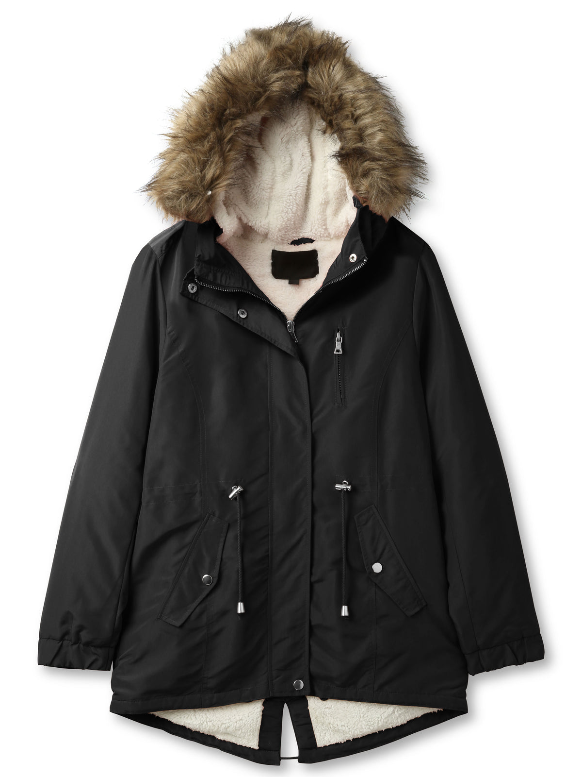 Women’s Sherpa-Lined Hooded Anorak Jacket in womens_sherpa_lined_anorak_jacket_lightweight_cargo_military_parka_ski_coat_parka_jacket_hood_faux_fur_hooded_nuage_quilted_puffer_coat