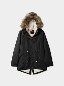 Womens Sherpa-Lined Hooded Anorak Jacket