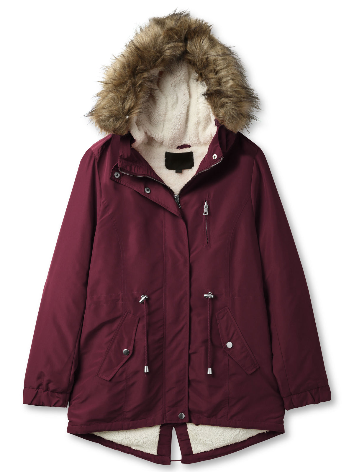 Women’s Sherpa-Lined Hooded Anorak Jacket in womens_sherpa_lined_anorak_jacket_lightweight_cargo_military_parka_ski_coat_parka_jacket_hood_faux_fur_hooded_nuage_quilted_puffer_coat