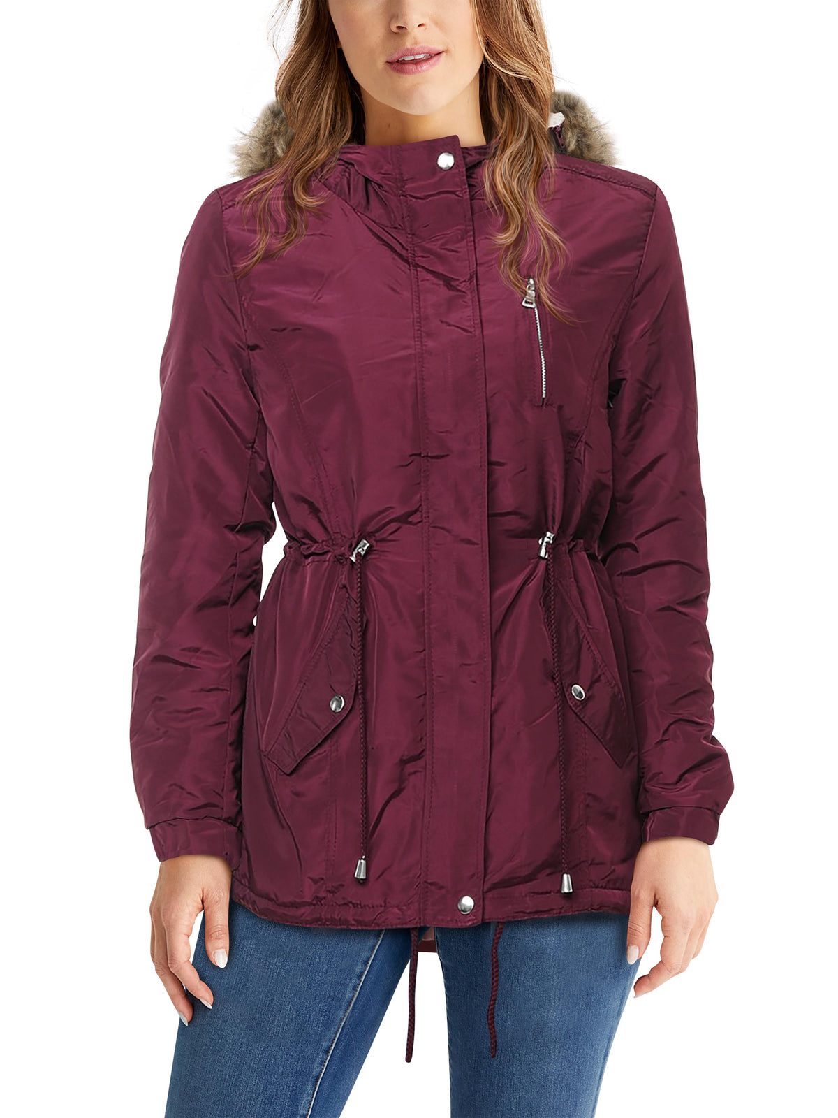 Women’s Sherpa-Lined Hooded Anorak Jacket in womens_sherpa_lined_anorak_jacket_lightweight_cargo_military_parka_ski_coat_parka_jacket_hood_faux_fur_hooded_nuage_quilted_puffer_coat