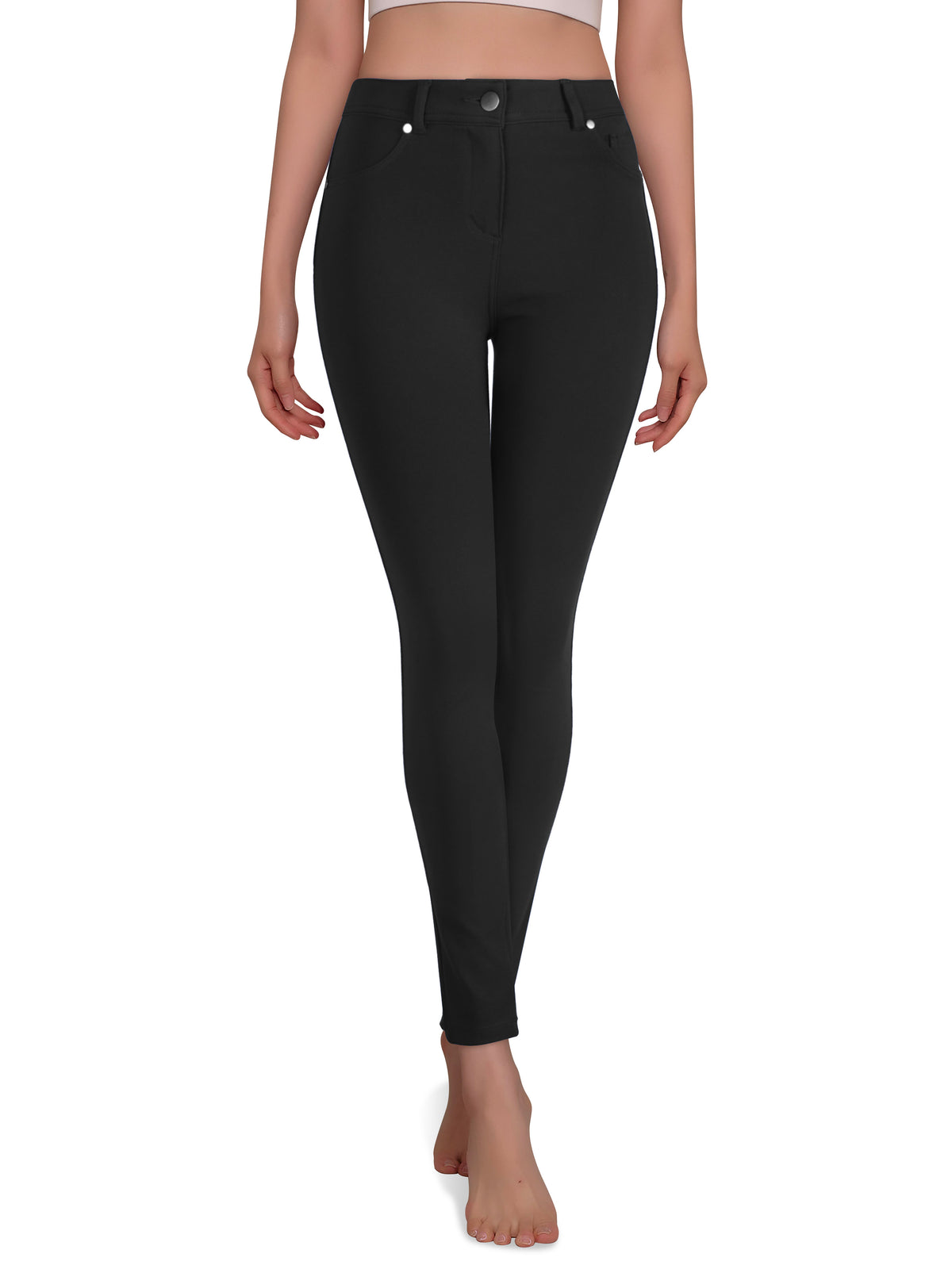 Women’s High Waisted Compression Stretch Jean Leggings Jeggings in Black - Hat and Beyond stretch leggings