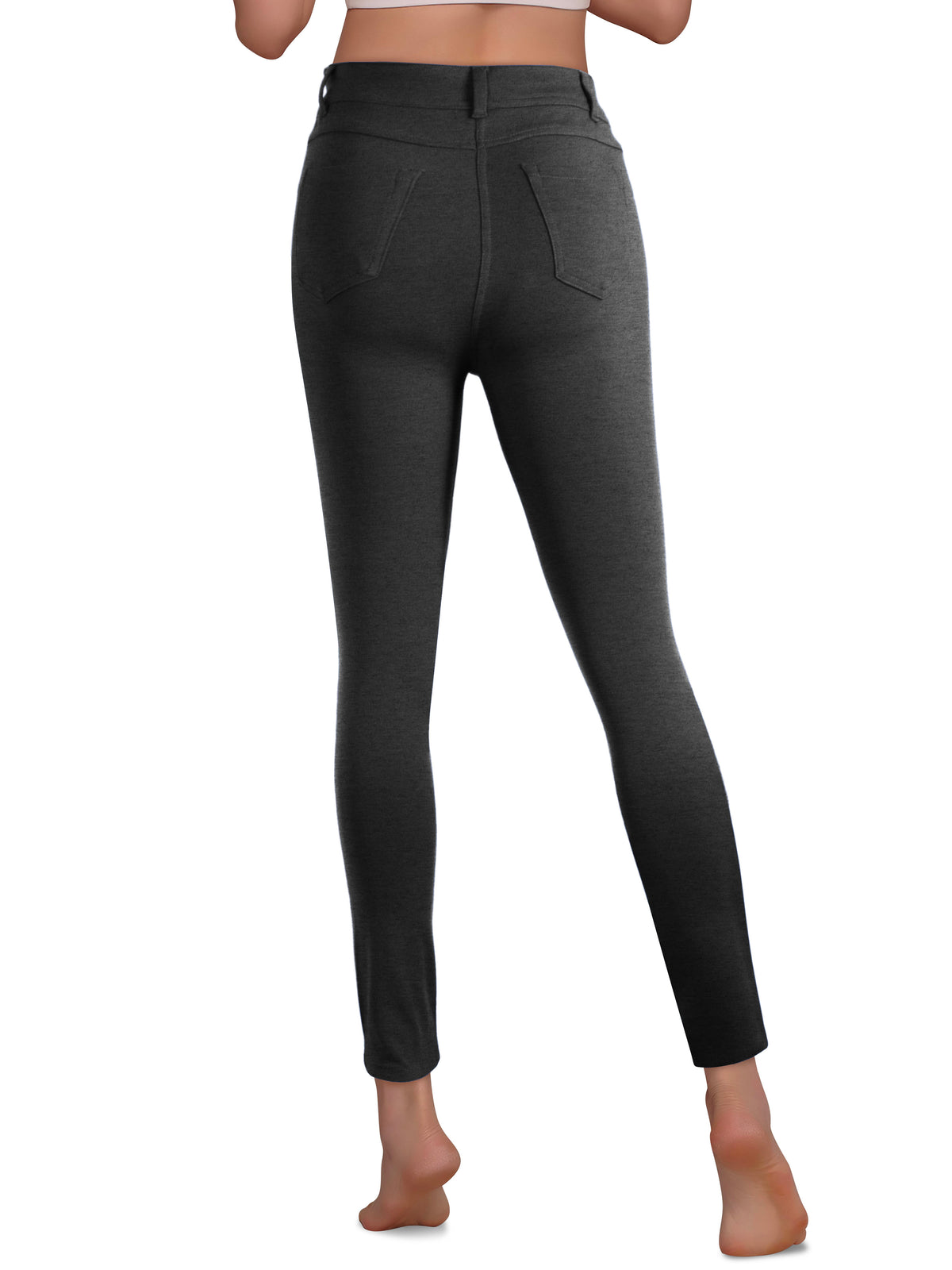 Women’s High Waisted Compression Stretch Jean Leggings Jeggings in Gray/Black - Hat and Beyond stretch leggings