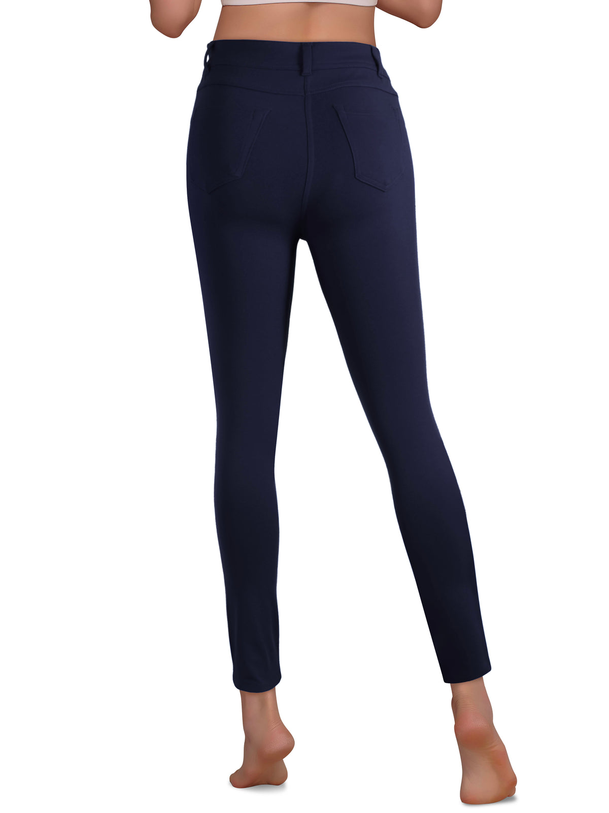 Women’s High Waisted Compression Stretch Jean Leggings Jeggings in Navy - Hat and Beyond stretch leggings