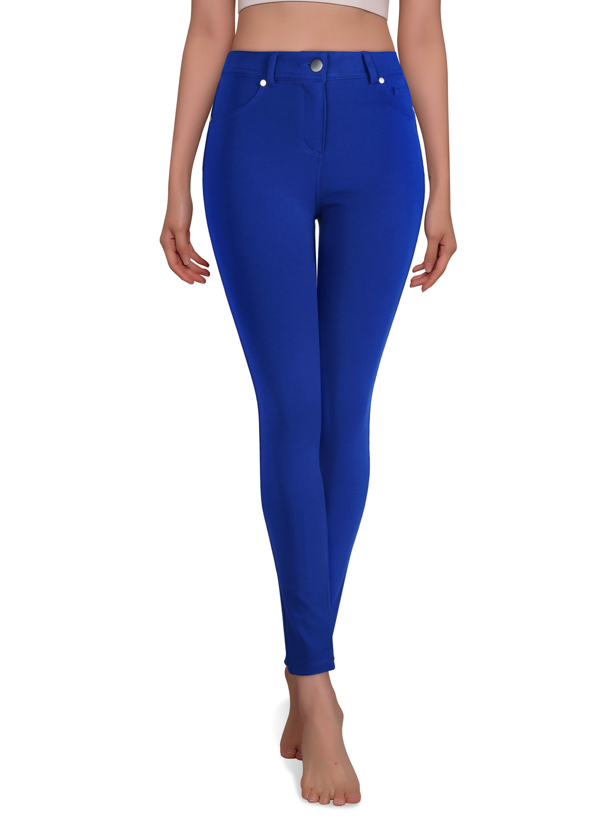Women’s High Waisted Compression Stretch Jean Leggings Jeggings in Royal - Hat and Beyond stretch leggings