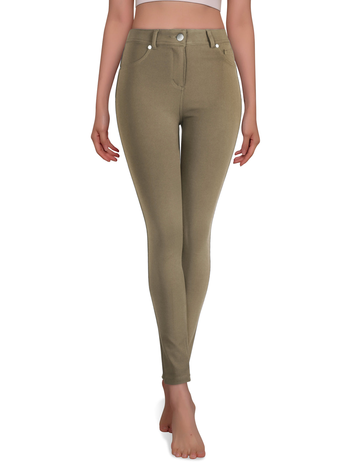 Women’s High Waisted Compression Stretch Jean Leggings Jeggings in Stone - Hat and Beyond stretch leggings