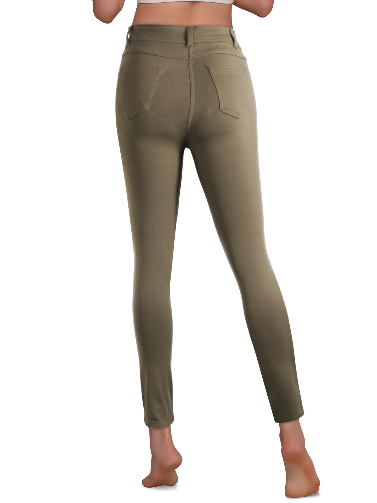Women’s High Waisted Compression Stretch Jean Leggings Jeggings in Stone - Hat and Beyond stretch leggings