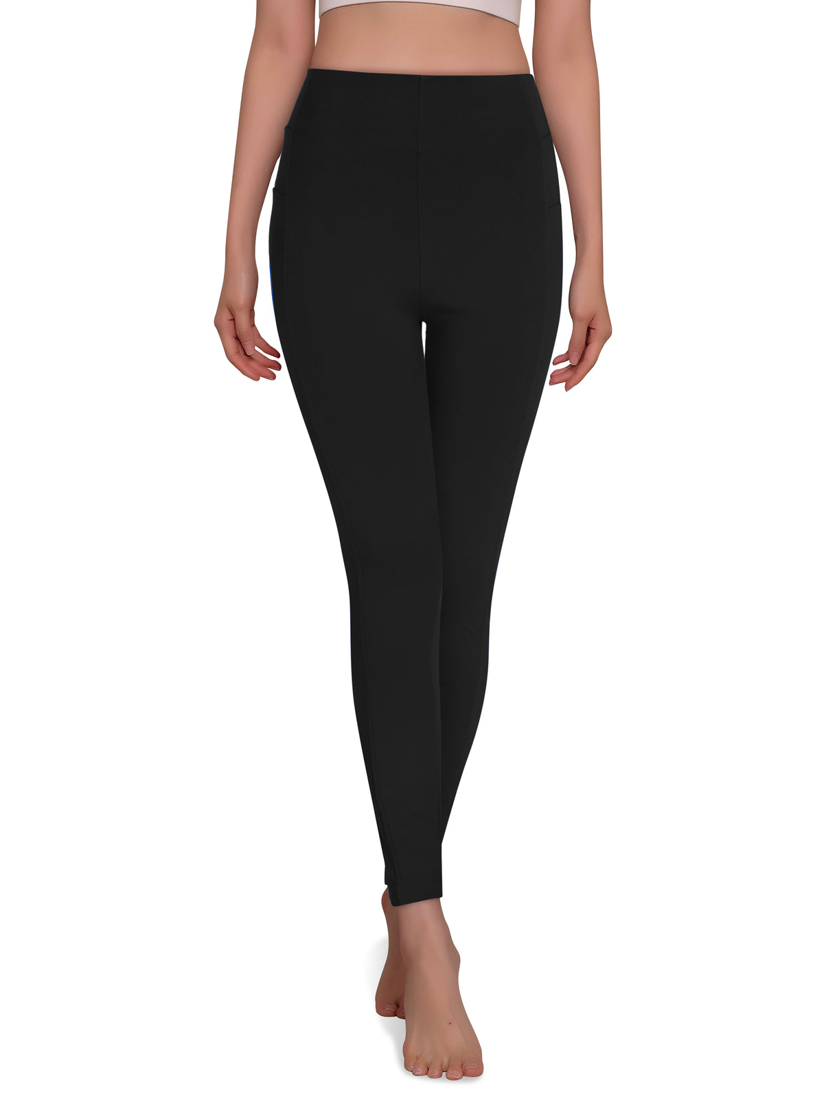 Women’s Compression Waist Squat Proof Exercise Leggings in Black - Hat and Beyond stretch leggings