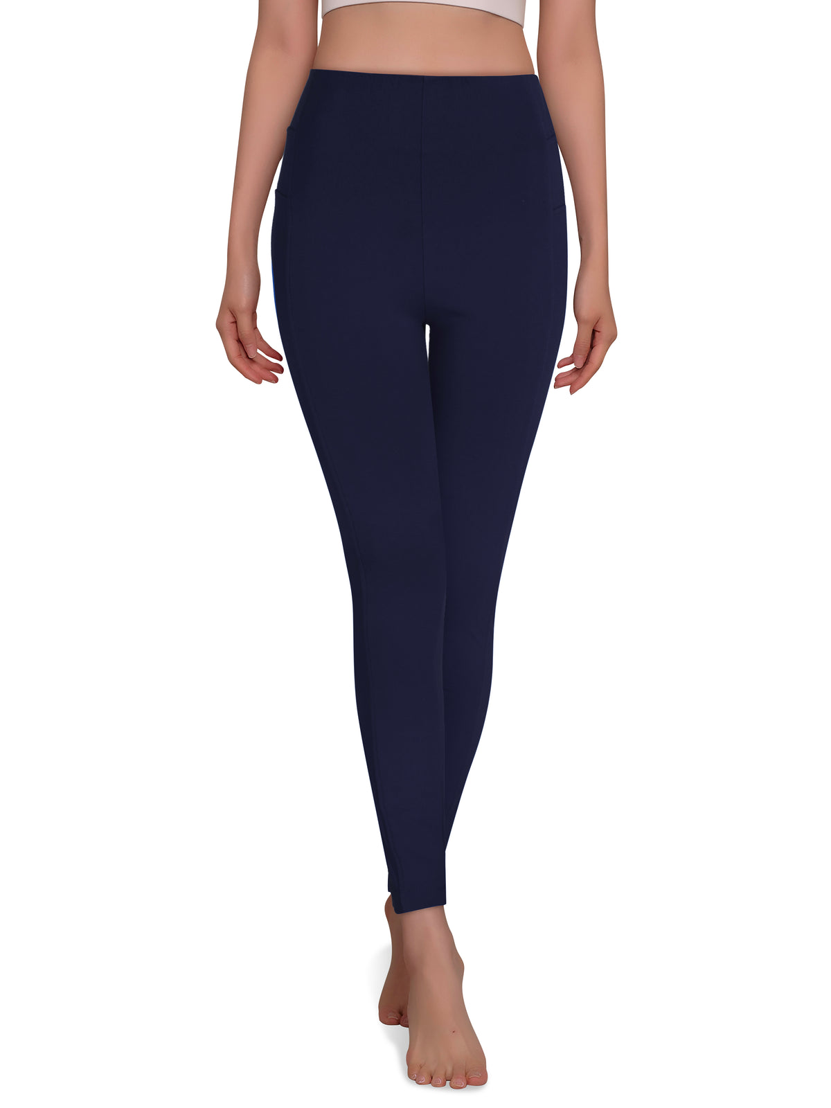 Women’s Compression Waist Squat Proof Exercise Leggings in Navy - Hat and Beyond stretch leggings