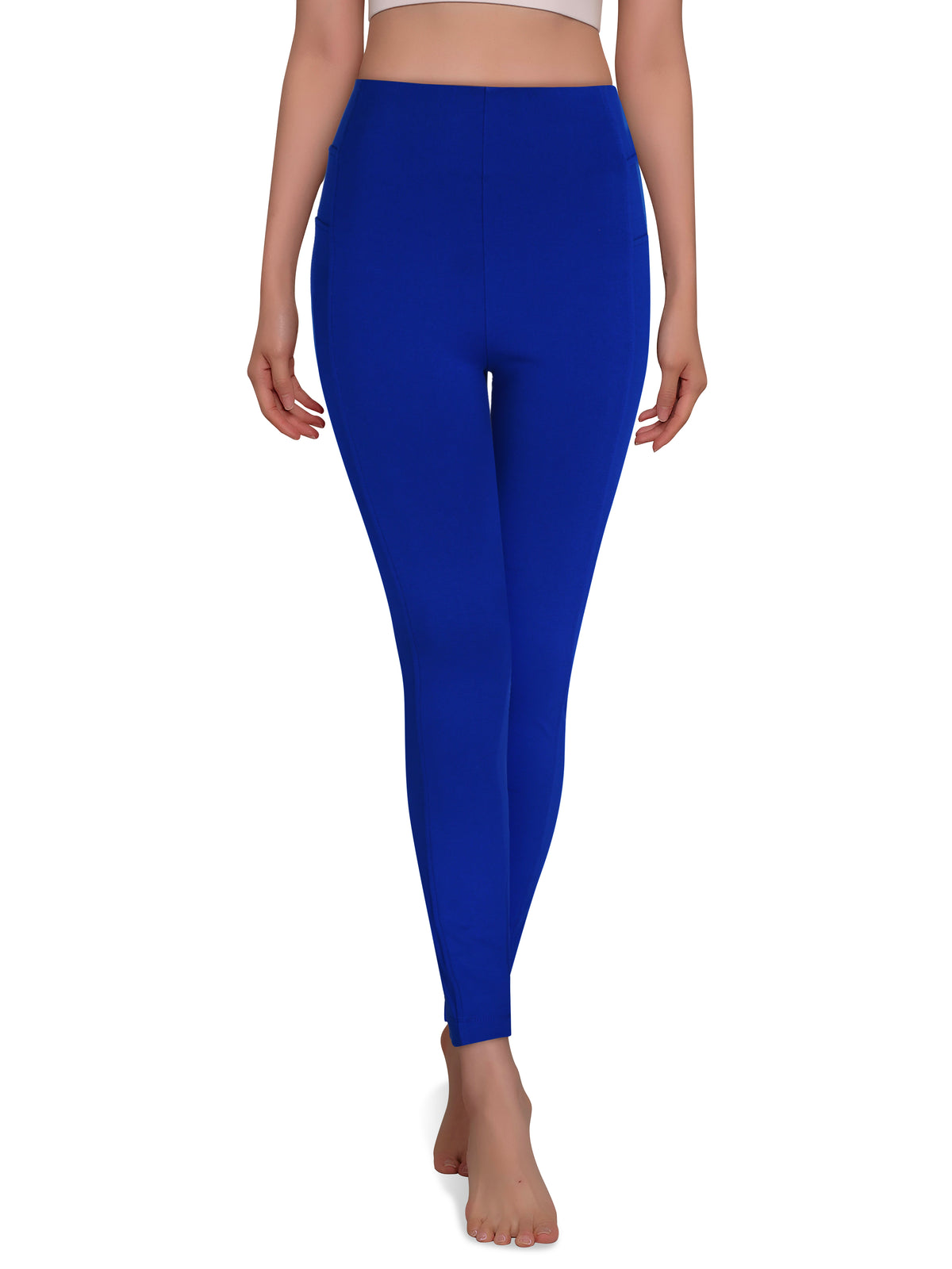 Women’s Compression Waist Squat Proof Exercise Leggings in Royal - Hat and Beyond stretch leggings