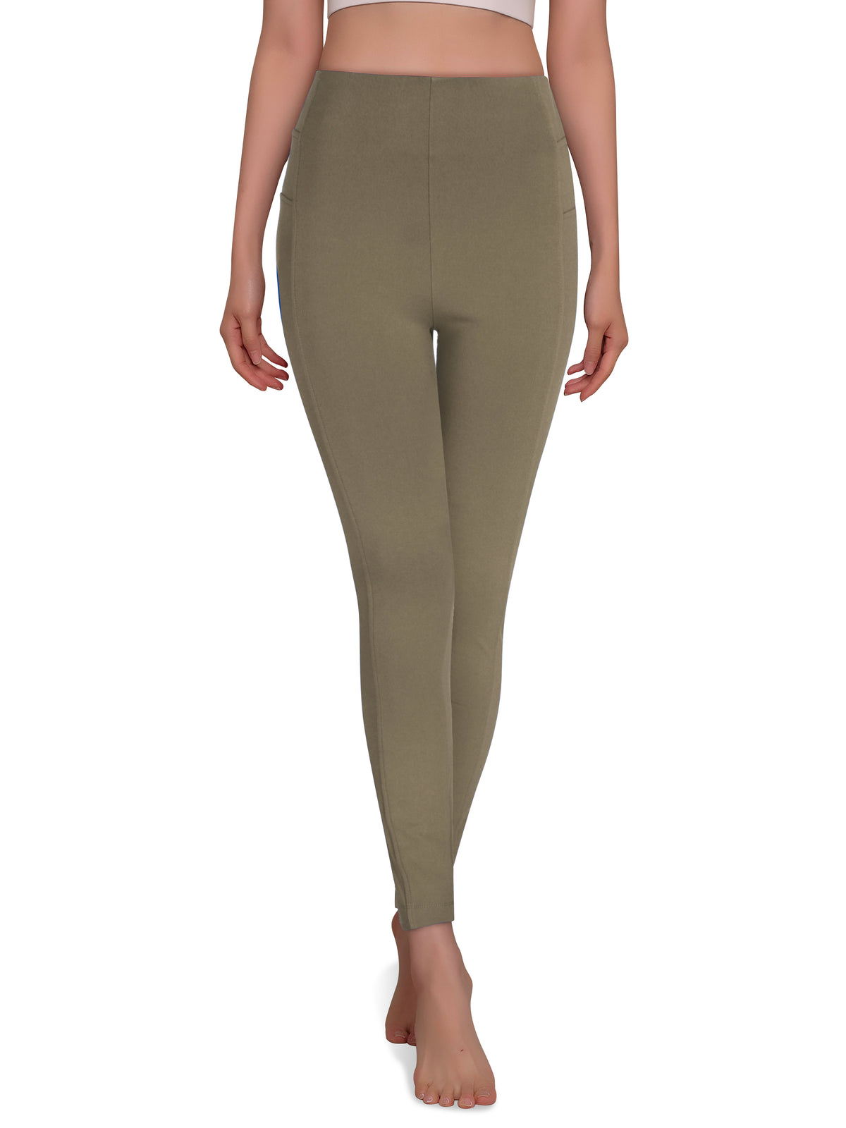 Women’s Compression Waist Squat Proof Exercise Leggings in Stone - Hat and Beyond stretch leggings