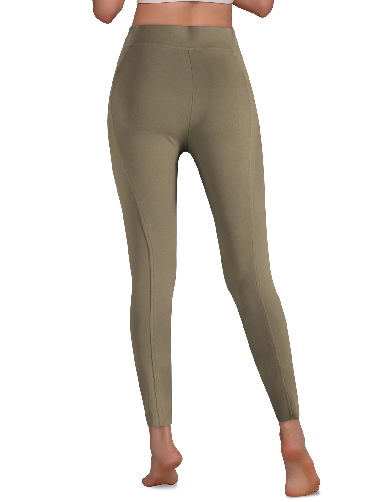 Women’s Compression Waist Squat Proof Exercise Leggings in Stone - Hat and Beyond stretch leggings
