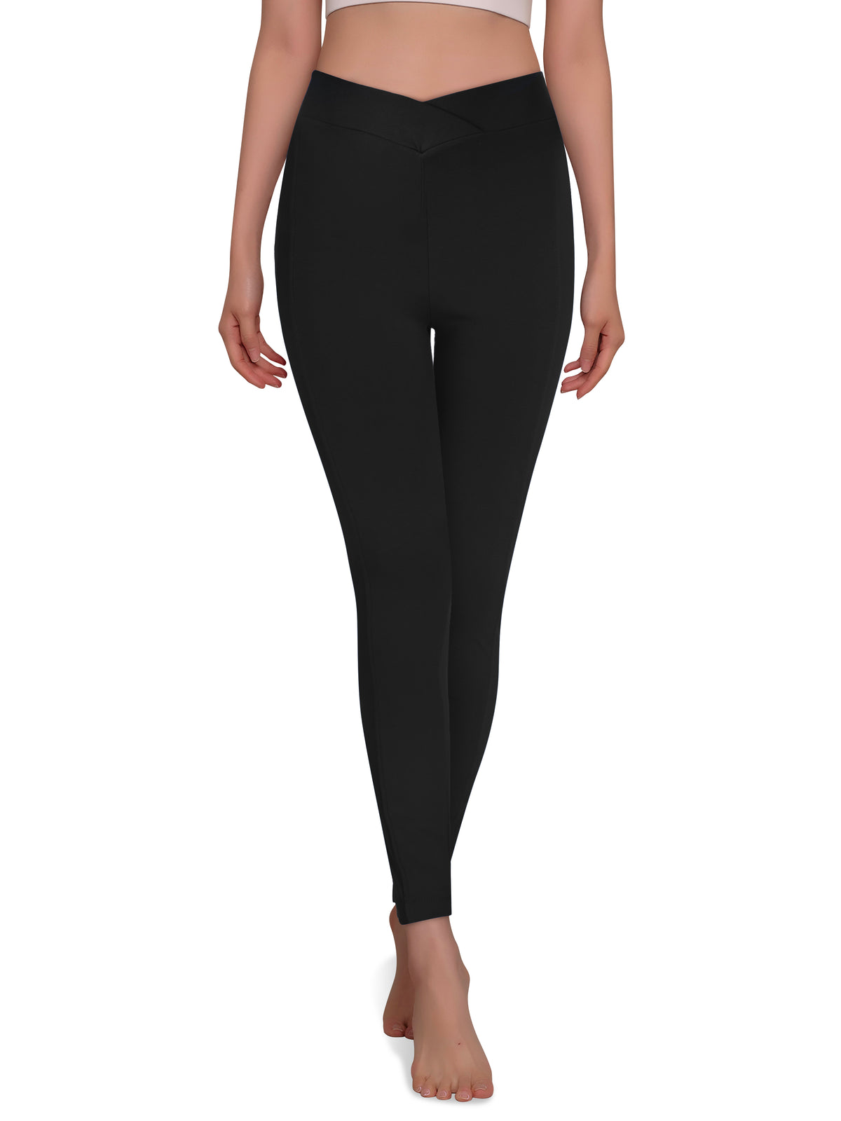 Women’s Crossover Leggings in Black - Hat and Beyond stretch leggings