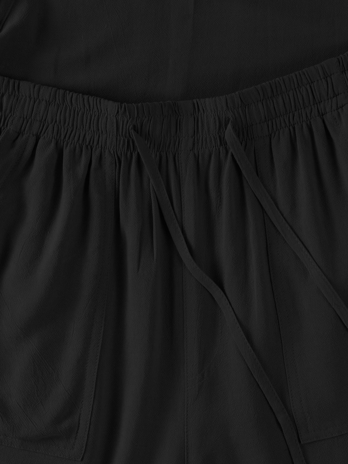 Women’s Linen Blend Beach Cover Up Shorts Vacation Resort Lounge [Slightly Sheer] in Black - Hat and Beyond casual shorts
