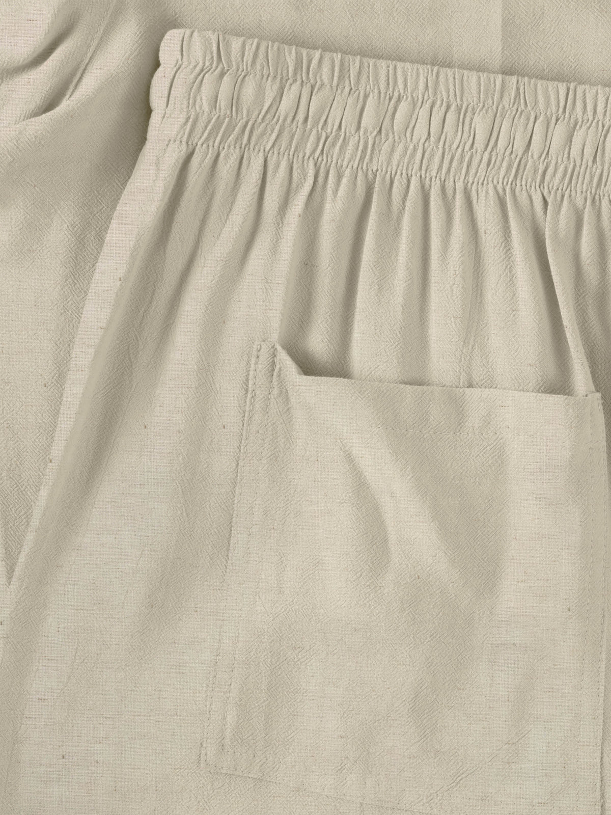 Women’s Linen Blend Beach Cover Up Shorts Vacation Resort Lounge [Slightly Sheer] in Natural Linen - Hat and Beyond casual shorts