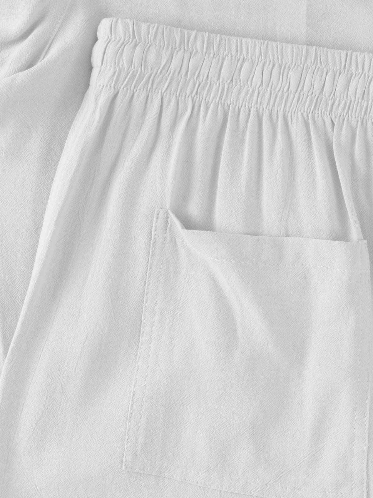 Women’s Linen Blend Beach Cover Up Shorts Vacation Resort Lounge [Slightly Sheer] in White - Hat and Beyond casual shorts