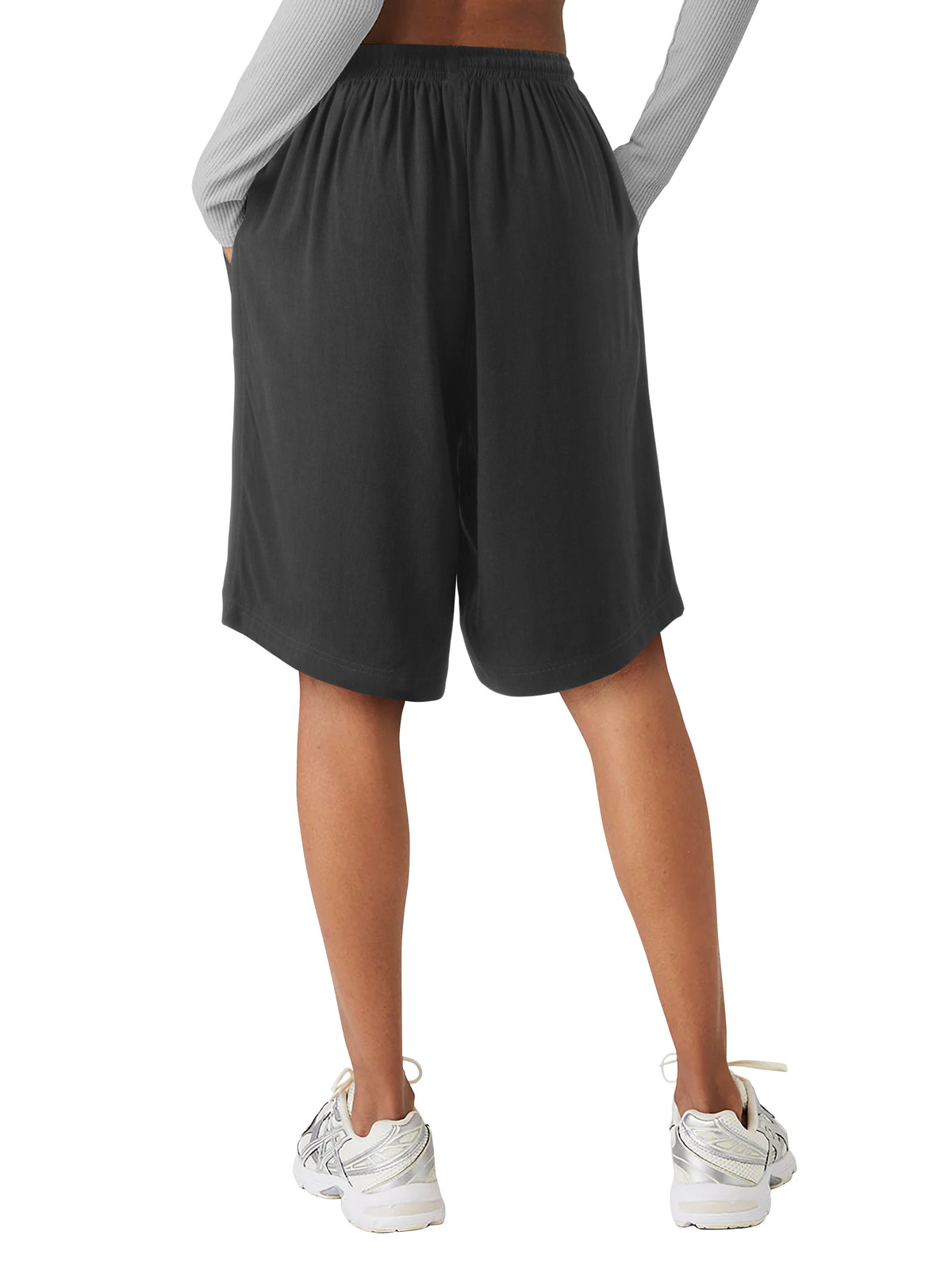 Women’s Beach Cover Long City Shorts [Slightly Sheer] in Black - Hat and Beyond casual shorts