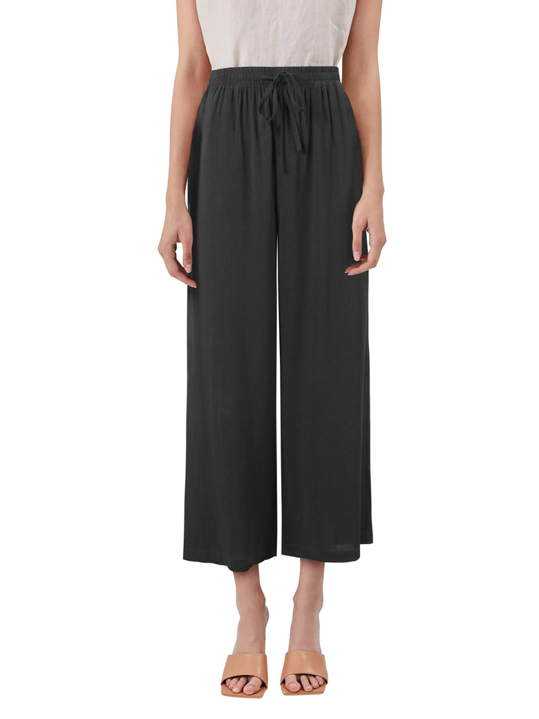 Women's Linen Capri Pants Black – Wholesale Blank Linen Capri Pants | Hat and Beyond