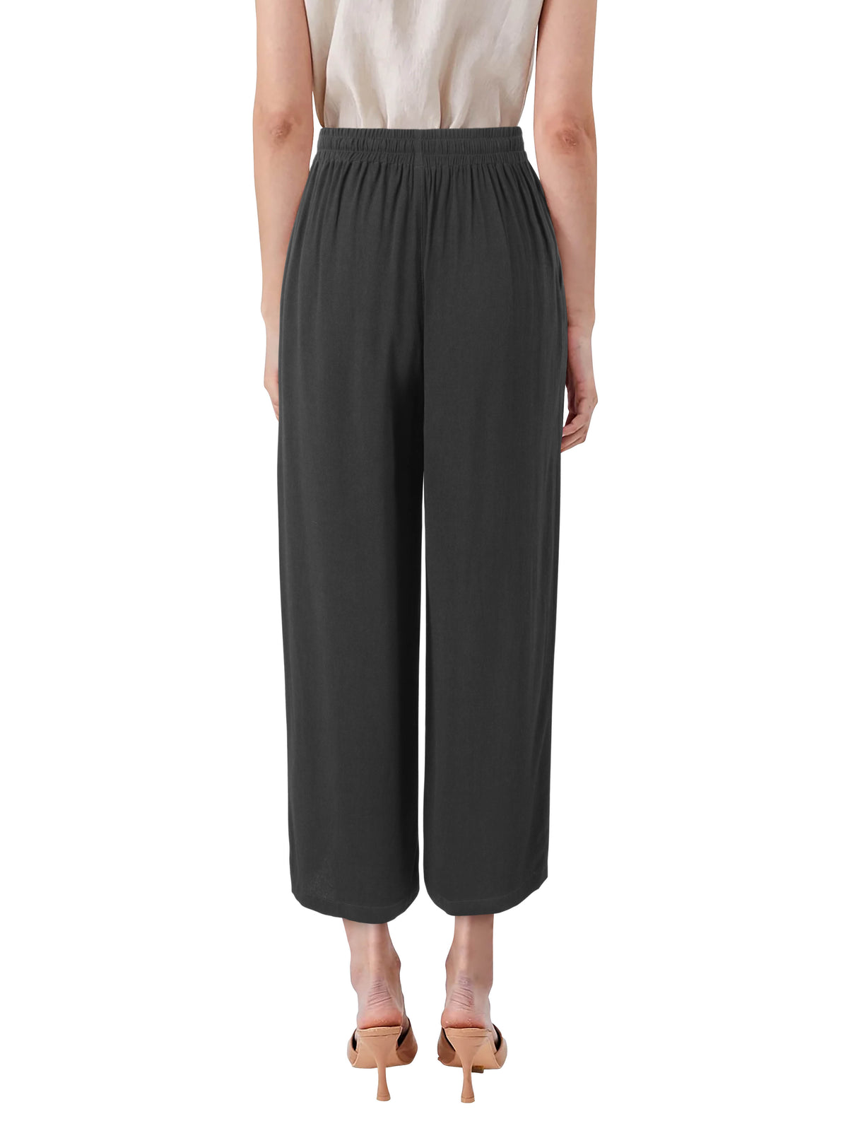 Women’s Capri Beach Cover Linen Pants in Black - Hat and Beyond linen pants