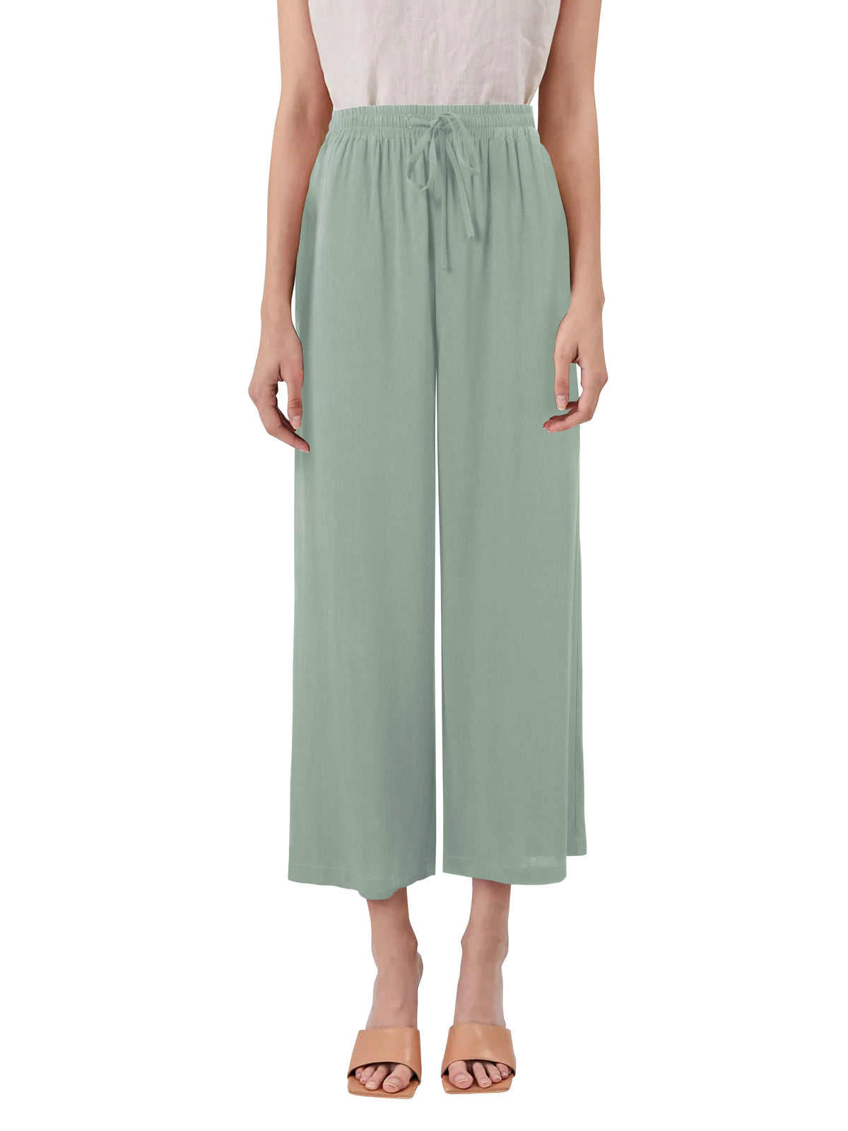 Women’s Capri Beach Cover Linen Pants in Olive - Hat and Beyond linen pants