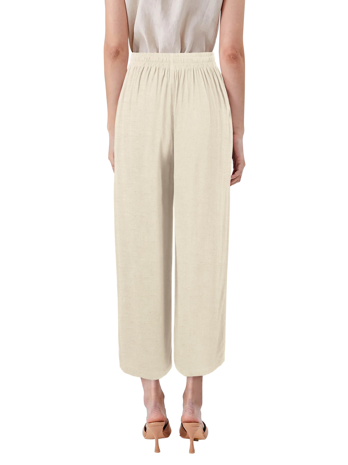 Women’s Capri Beach Cover Linen Pants in Natural Linen - Hat and Beyond linen pants
