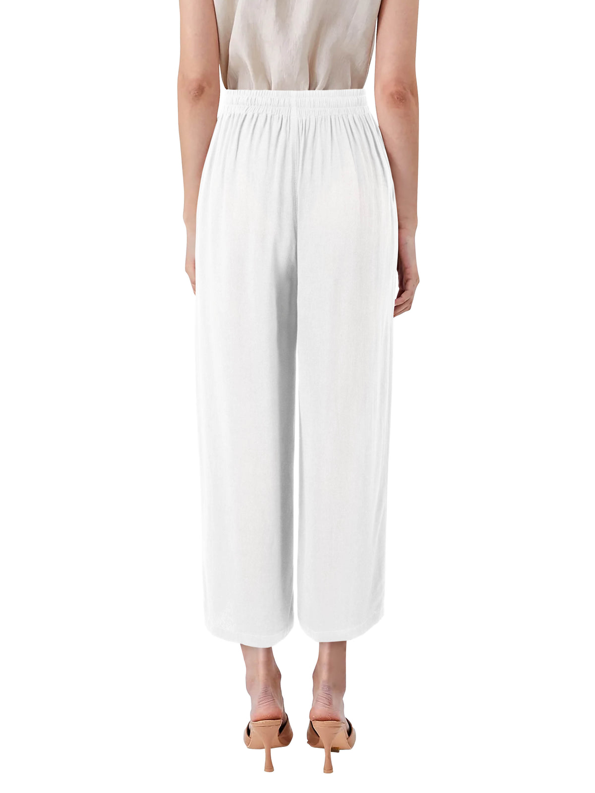 Women’s Capri Beach Cover Linen Pants in White - Hat and Beyond linen pants